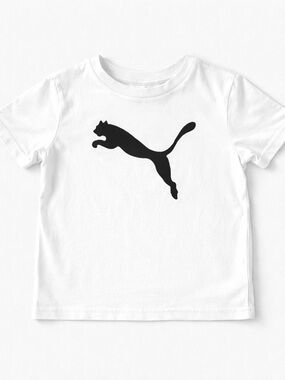 Puma Kids White Tee with Black Logo Size 4